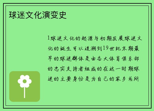 球迷文化演变史